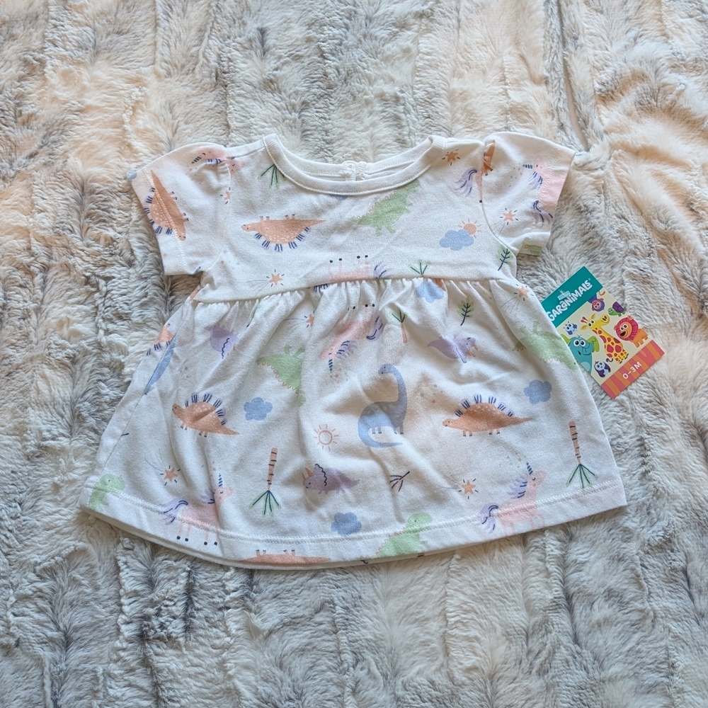 NWT Garanimals Colorful Dinosaur Unicorn Print Baby Dress 0-3 Months